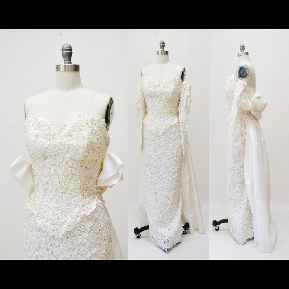 Lace Beaded Vintage Wedding Gown from 1989 by Demetrios, similar to Wiederhoeft